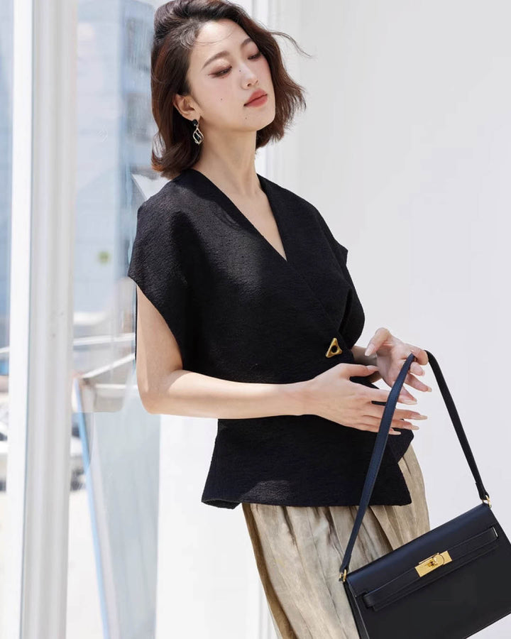 Sleek Structured Wrap Front Vest