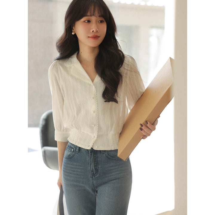 Pearl Button Slim Fit Blouse