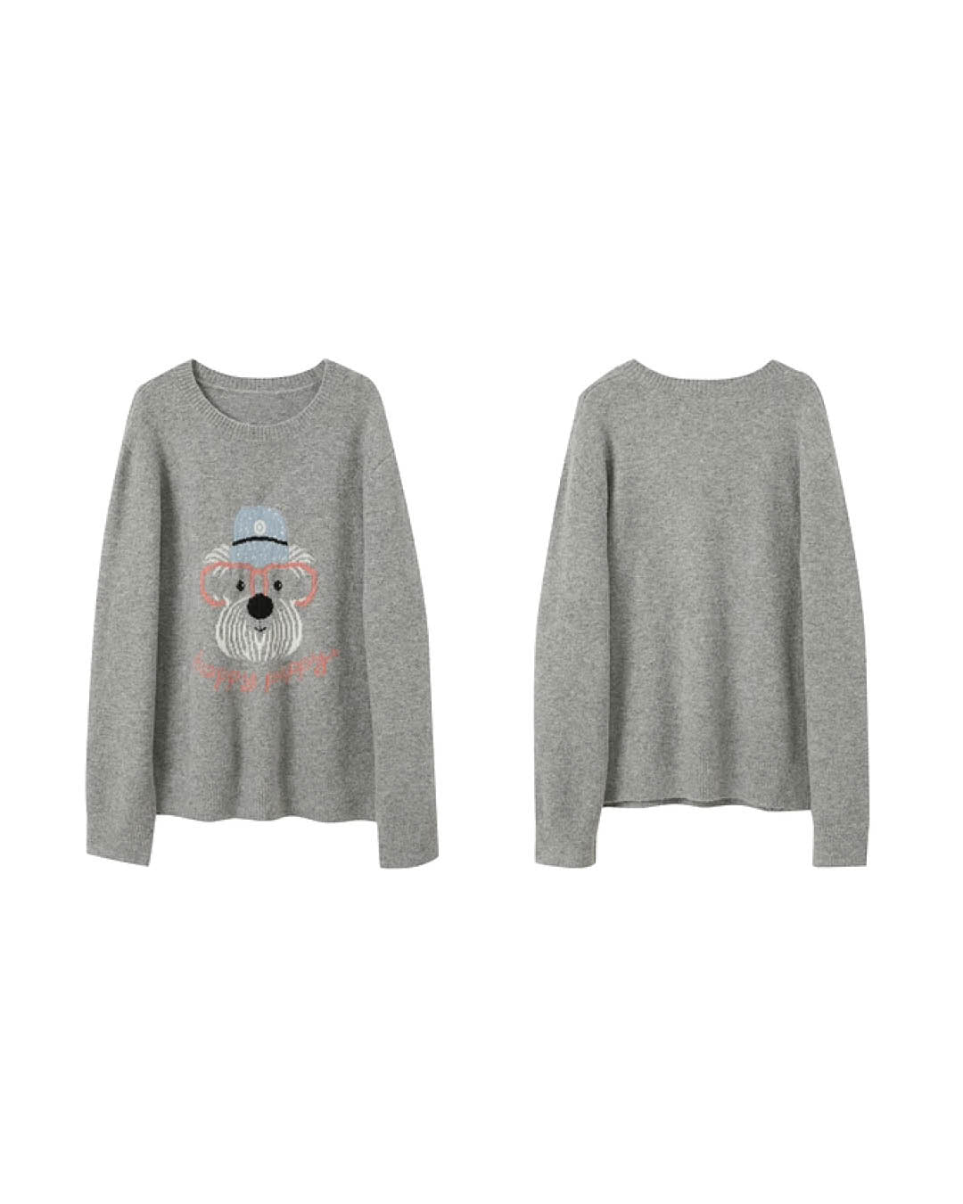 Embroidered Puppy Knit Sweater