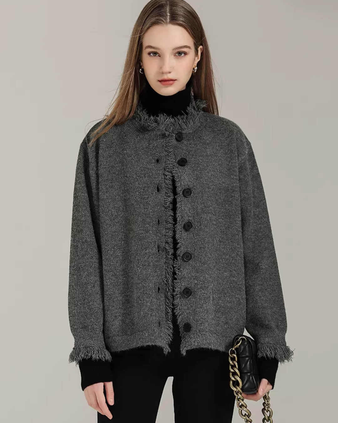 Frayed Edge Wool Touch Jacket