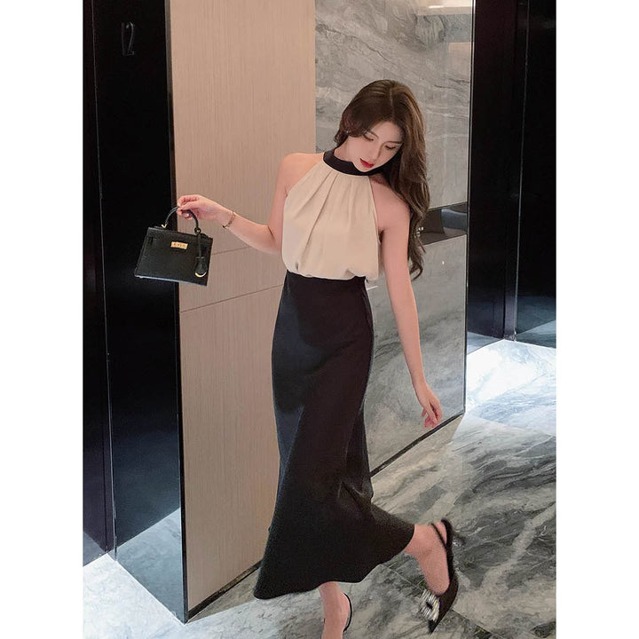 Satin Tie-Back Halter Blouse