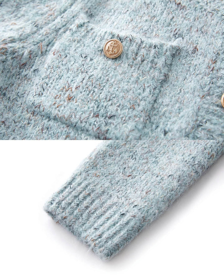 Tweed Touch Gold Button Knit