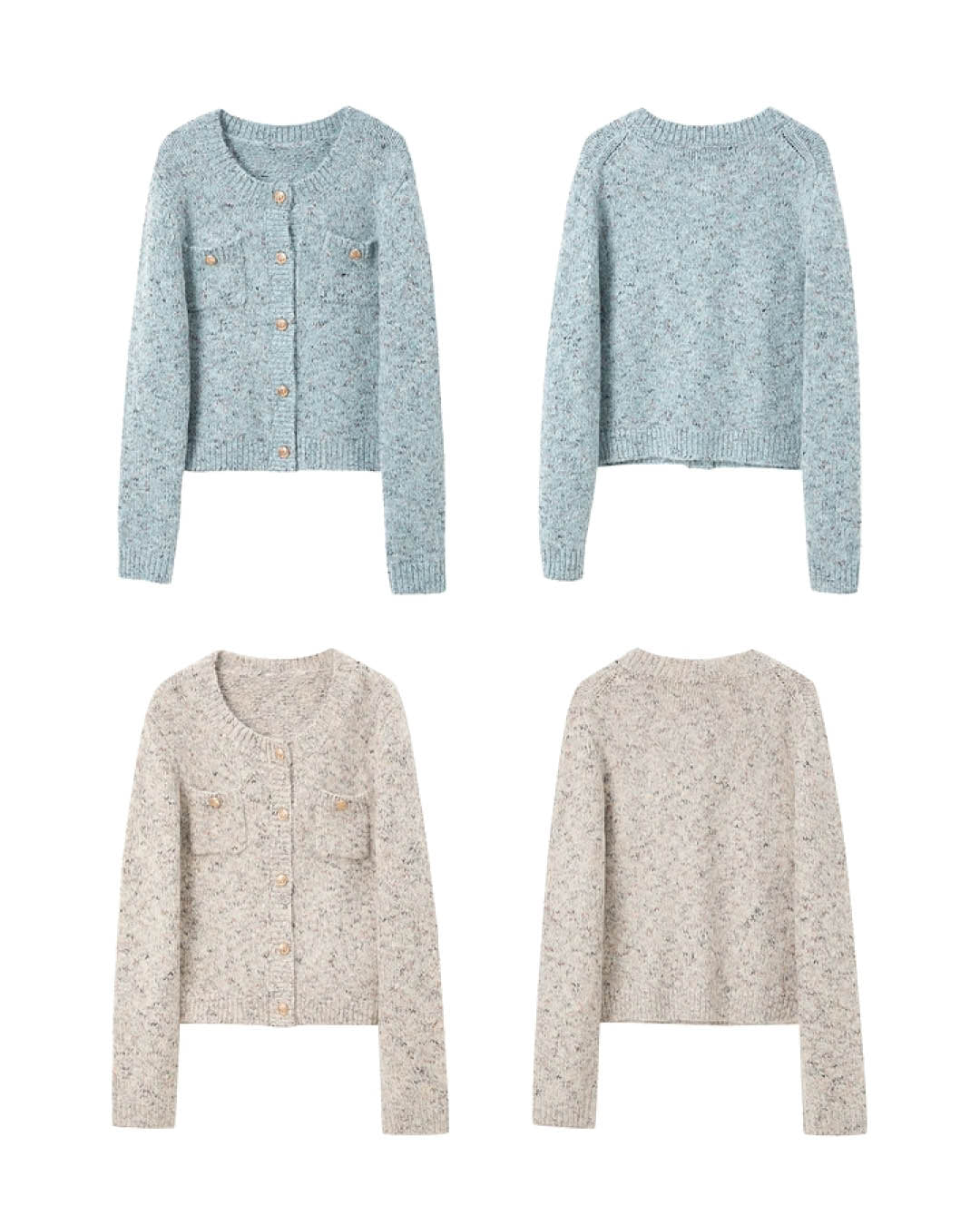 Tweed Touch Gold Button Knit