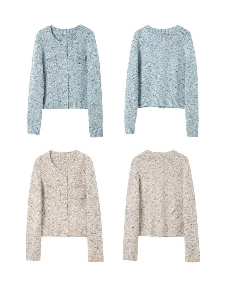 Tweed Touch Gold Button Knit