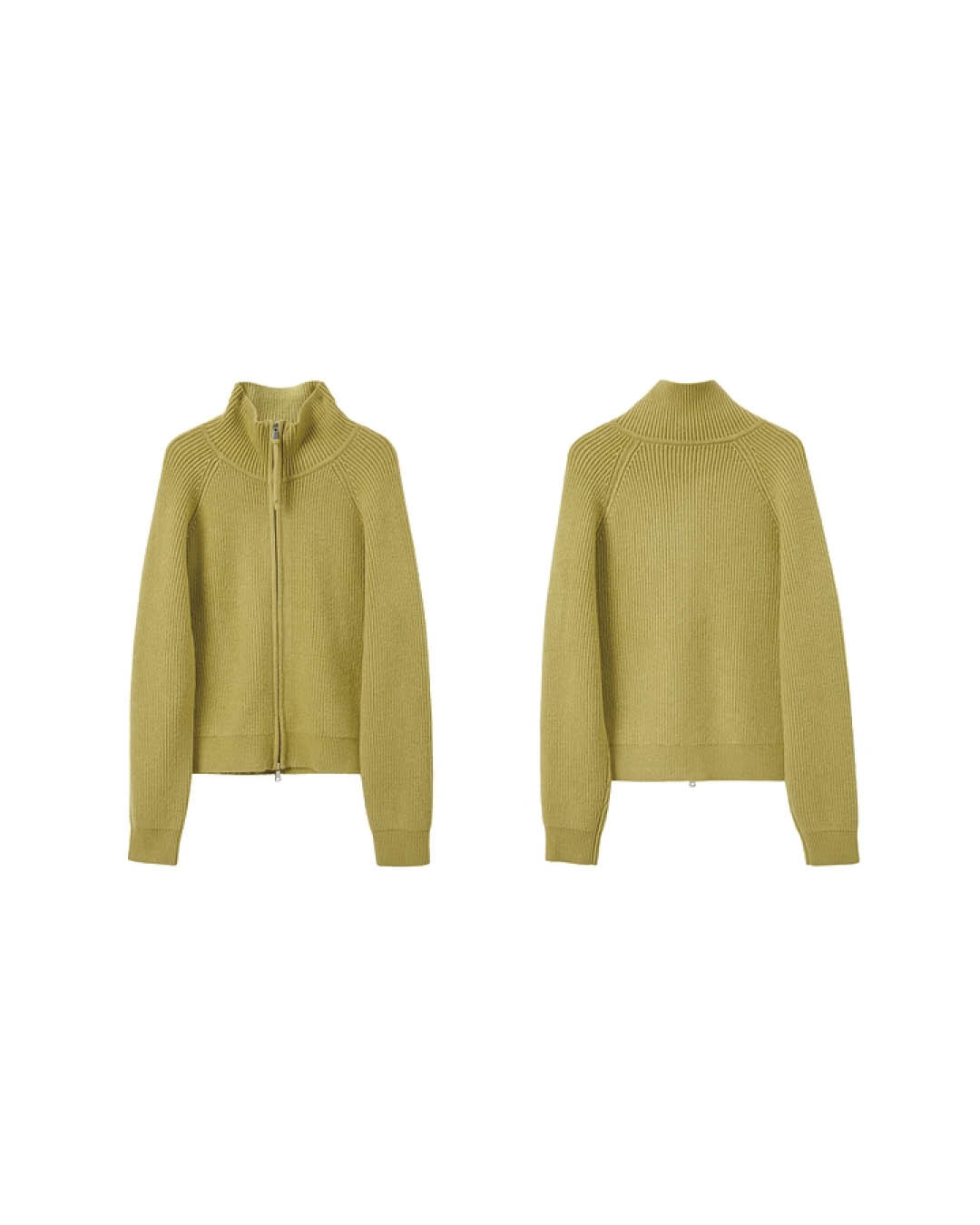 High Neck Ribbed Zip Knit Jacket