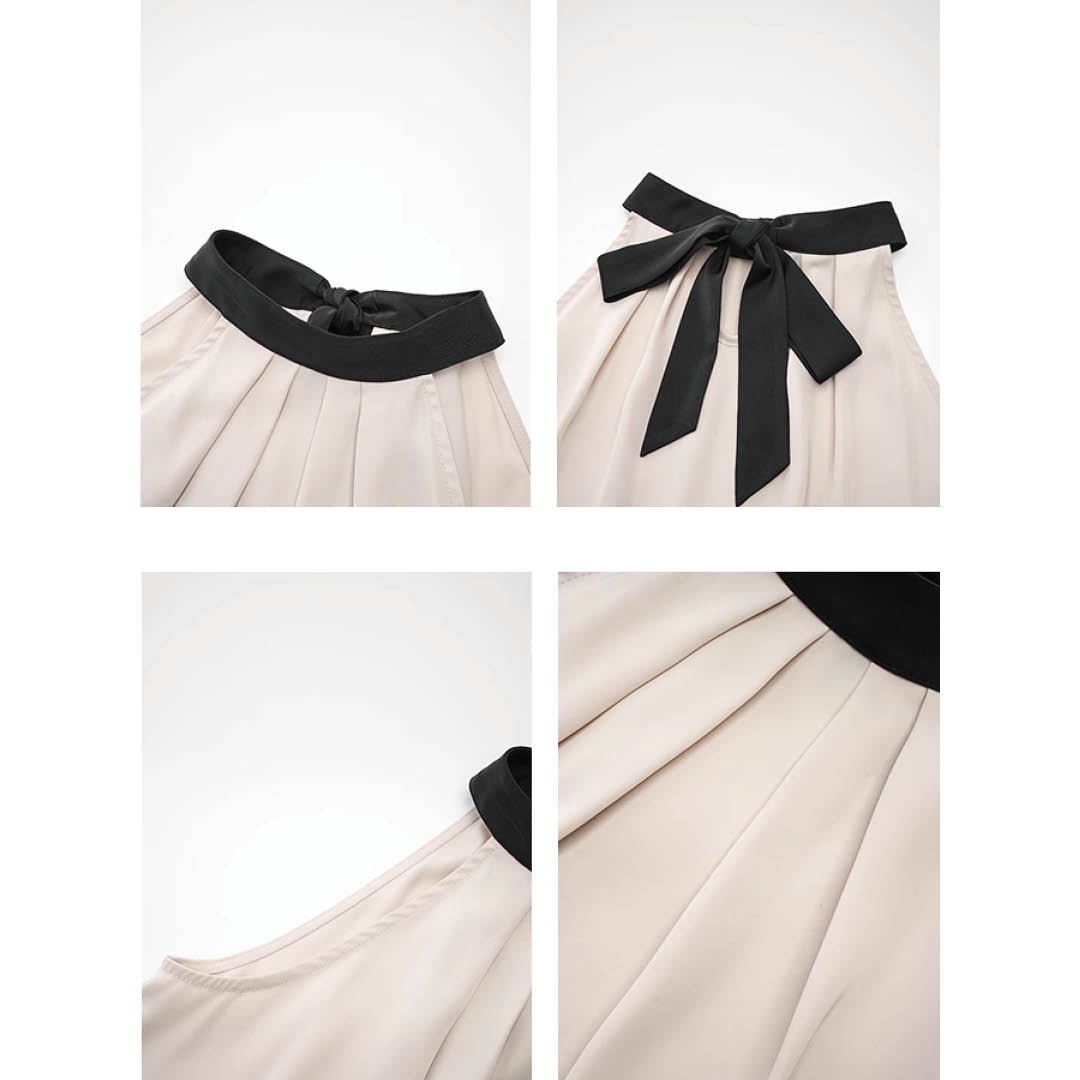 Satin Tie-Back Halter Blouse