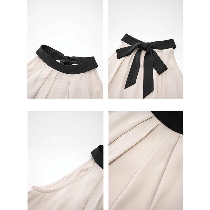 Satin Tie-Back Halter Blouse