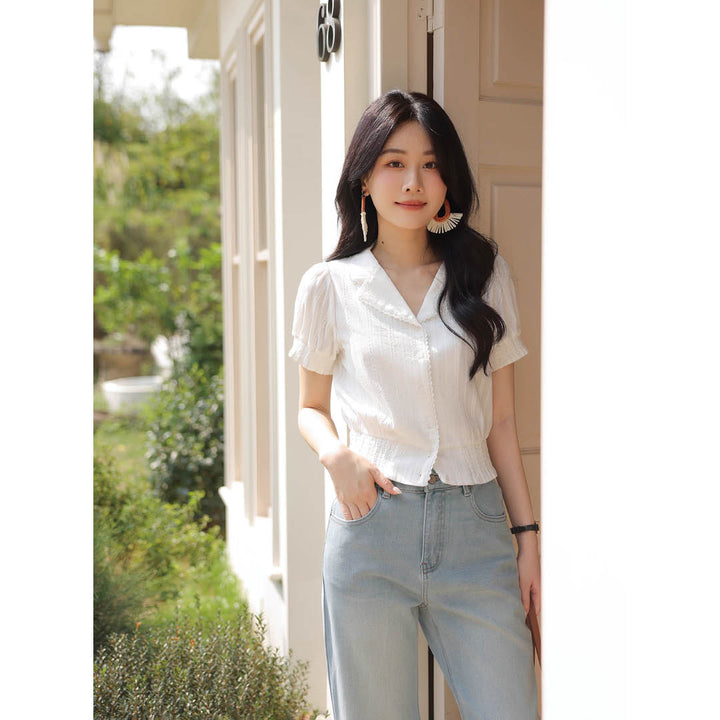 Pearl Button Slim Fit Blouse