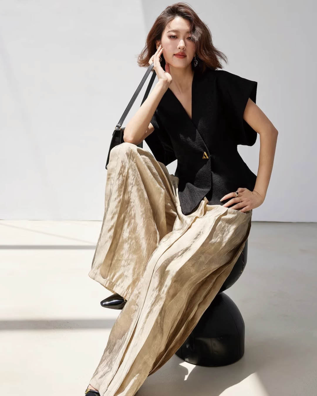 Sleek Structured Wrap Front Vest