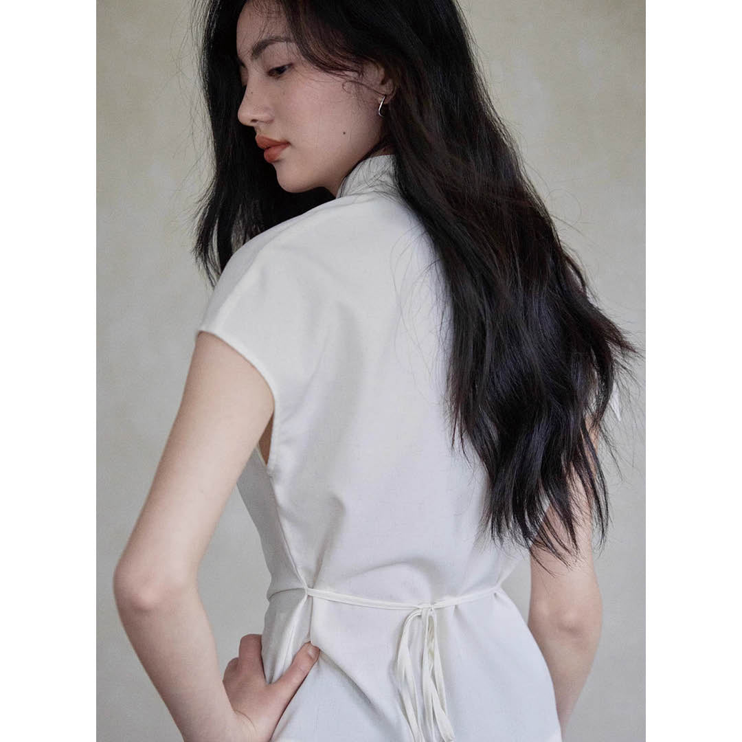 Asymmetric Neck Detail Blouse