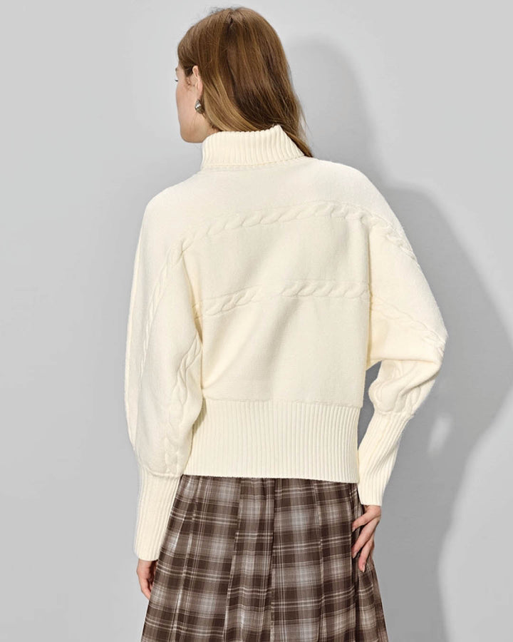 Cable Knit Reversible Turtleneck