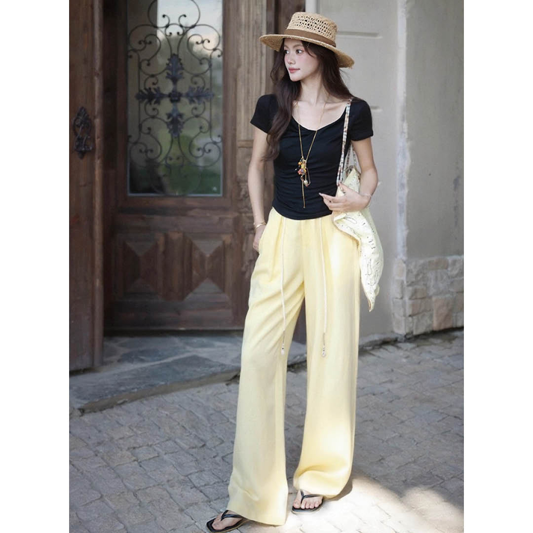 Draped French Neck Slim Top