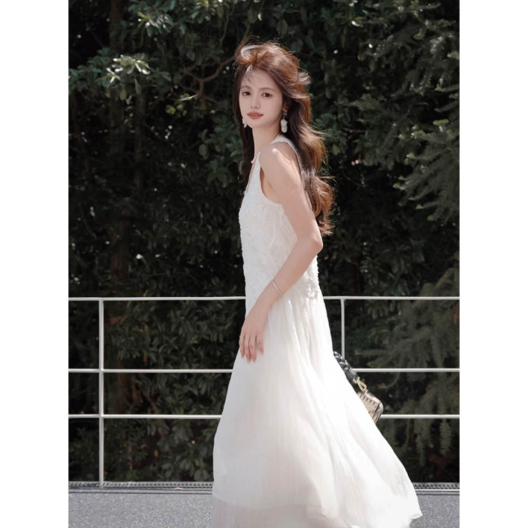 Lace Trim V-Neck Maxi Dress