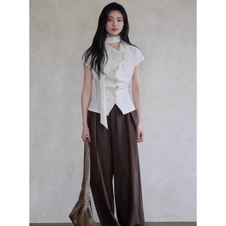 Asymmetric Neck Detail Blouse