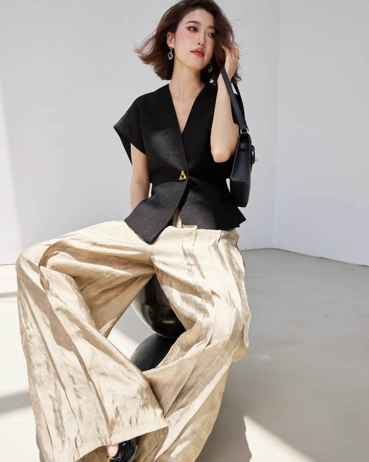 Sleek Structured Wrap Front Vest