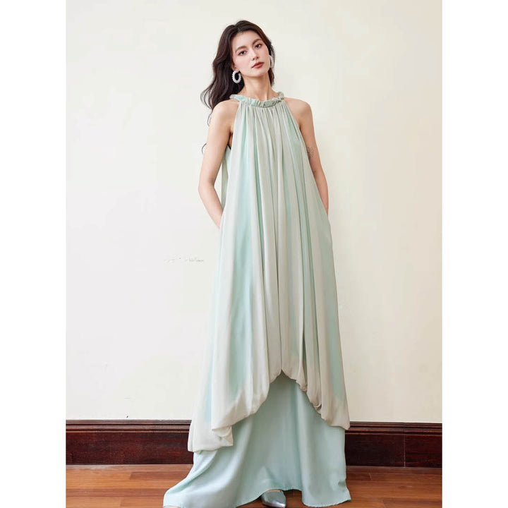 Luxe Flow Halter Maxi Dress