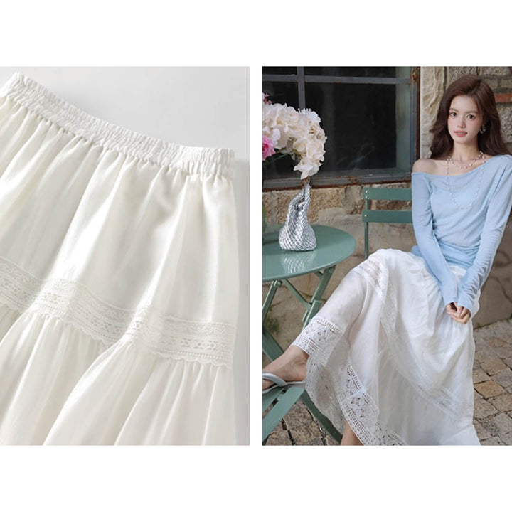 Lace Tiered Maxi Skirt