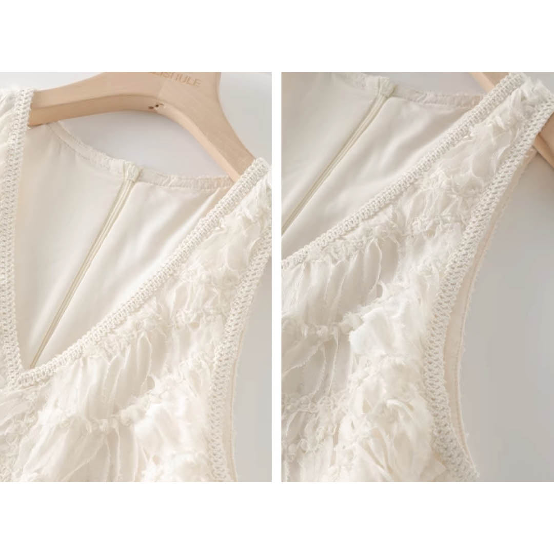Lace Trim V-Neck Maxi Dress