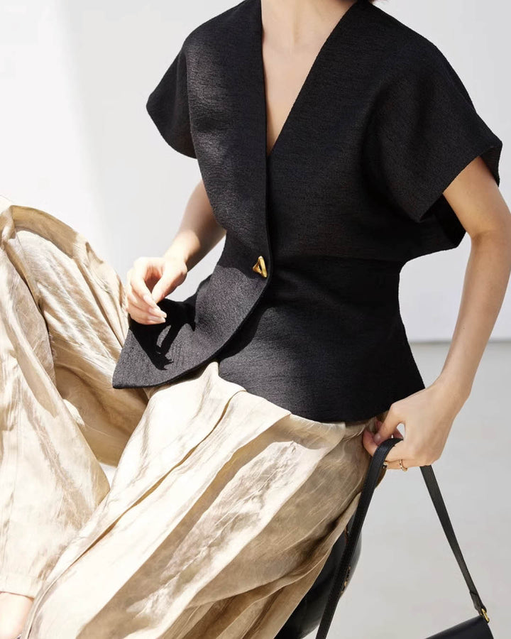 Sleek Structured Wrap Front Vest