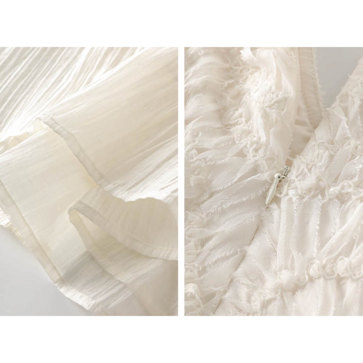 Lace Trim V-Neck Maxi Dress