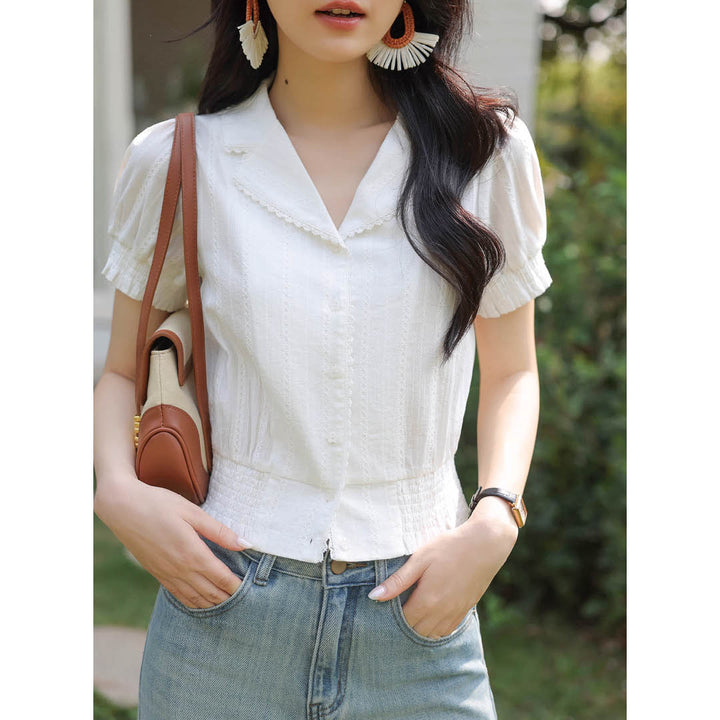 Pearl Button Slim Fit Blouse