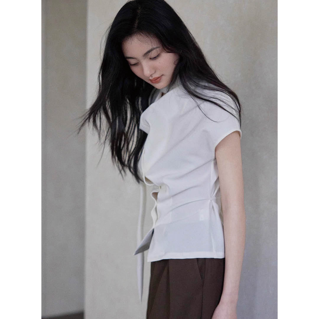 Asymmetric Neck Detail Blouse