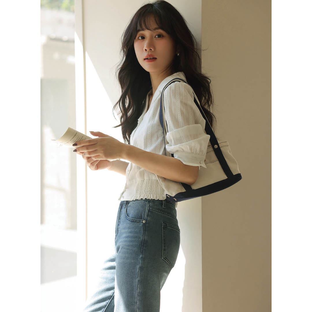 Pearl Button Slim Fit Blouse