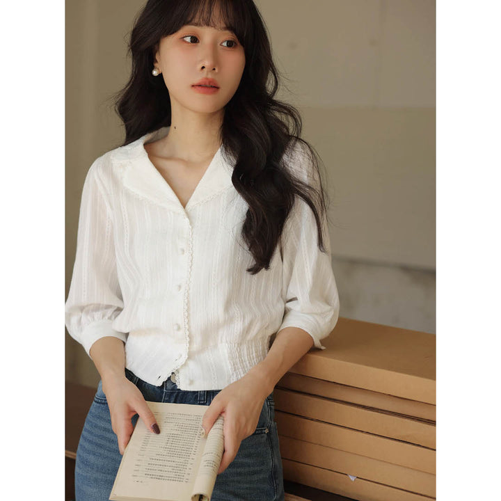 Pearl Button Slim Fit Blouse
