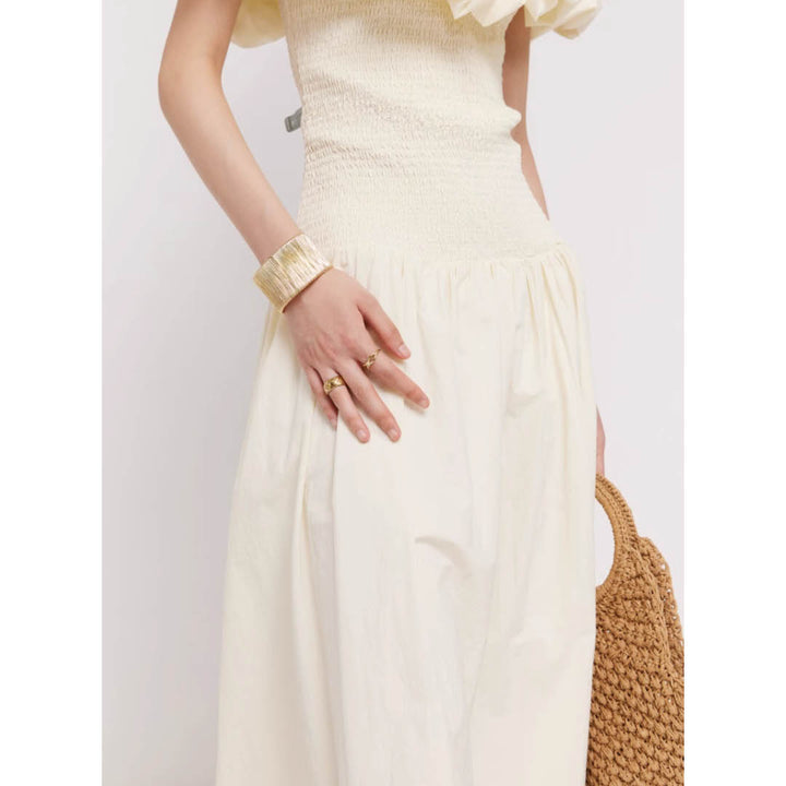 Off-Shoulder Frill Smocked Dress