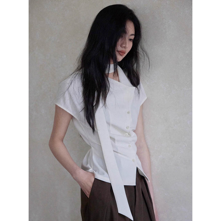 Asymmetric Neck Detail Blouse