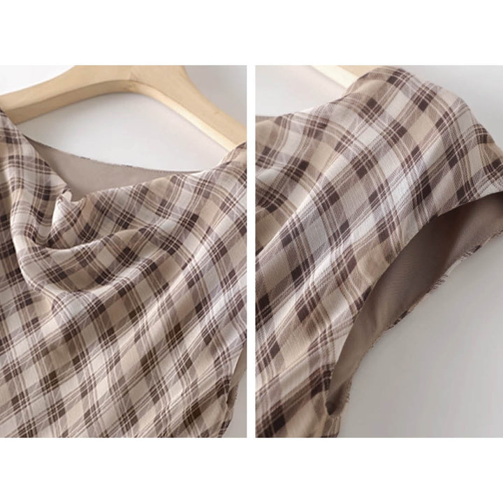 Soft Checked Sleeveless Gown