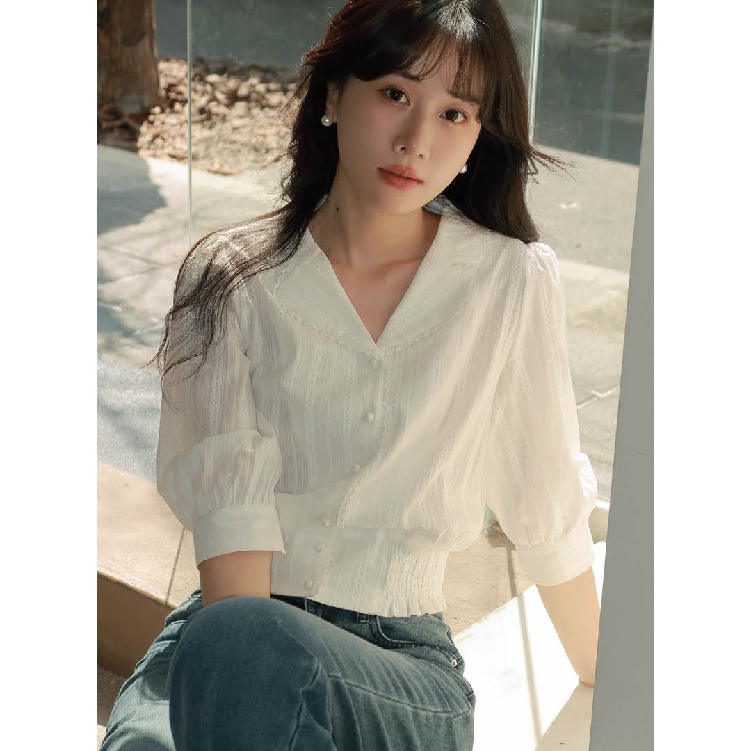 Pearl Button Slim Fit Blouse