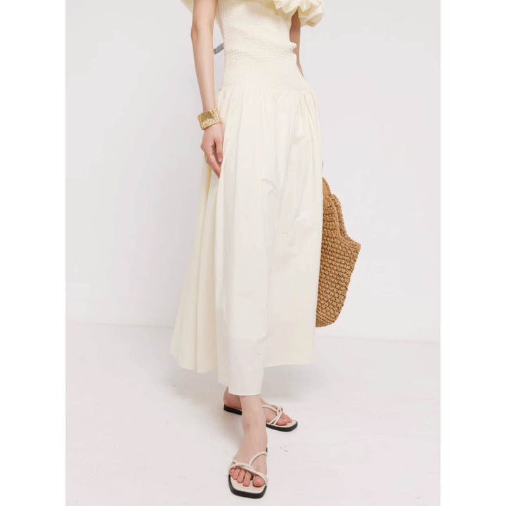 Off-Shoulder Frill Smocked Dress