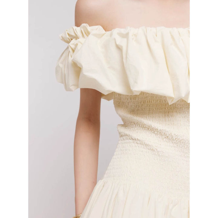 Off-Shoulder Frill Smocked Dress
