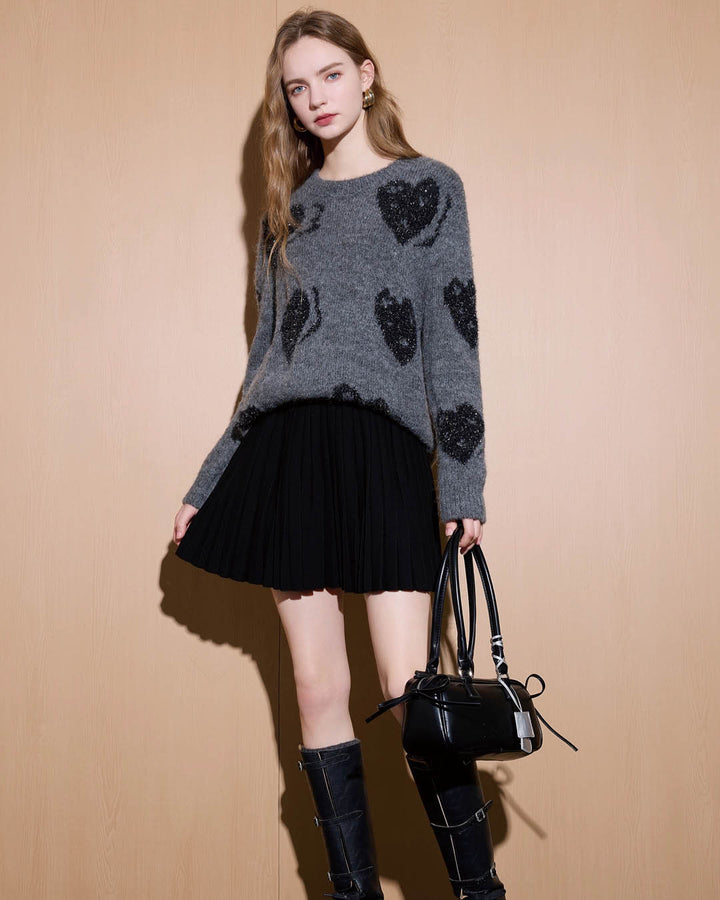 Pleated Knit Mini Skirt