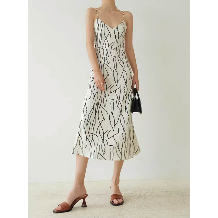 Abstract Line Slip Dress