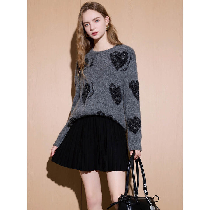 Pleated Knit Mini Skirt