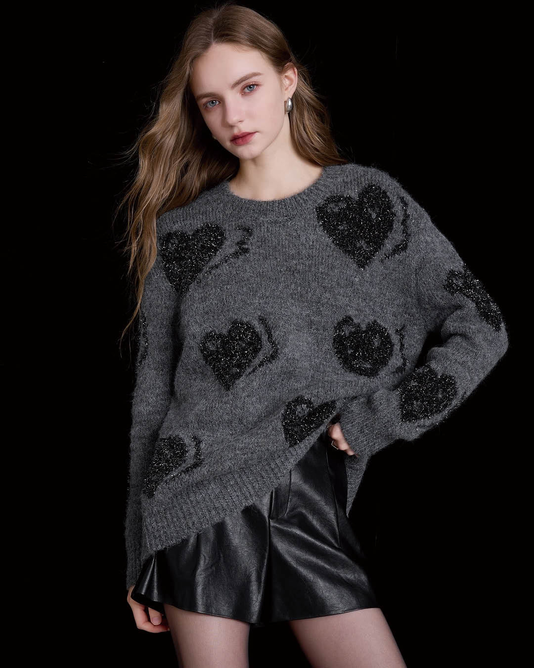 Shimmering Heart Jacquard Sweater