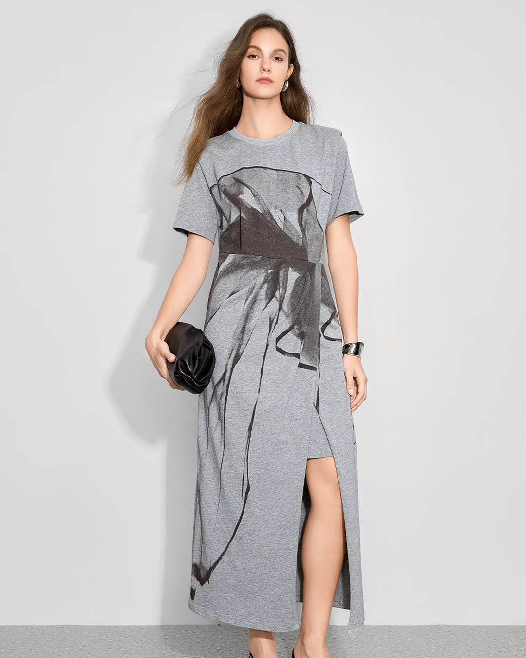 Graphic Slit Jersey Dress