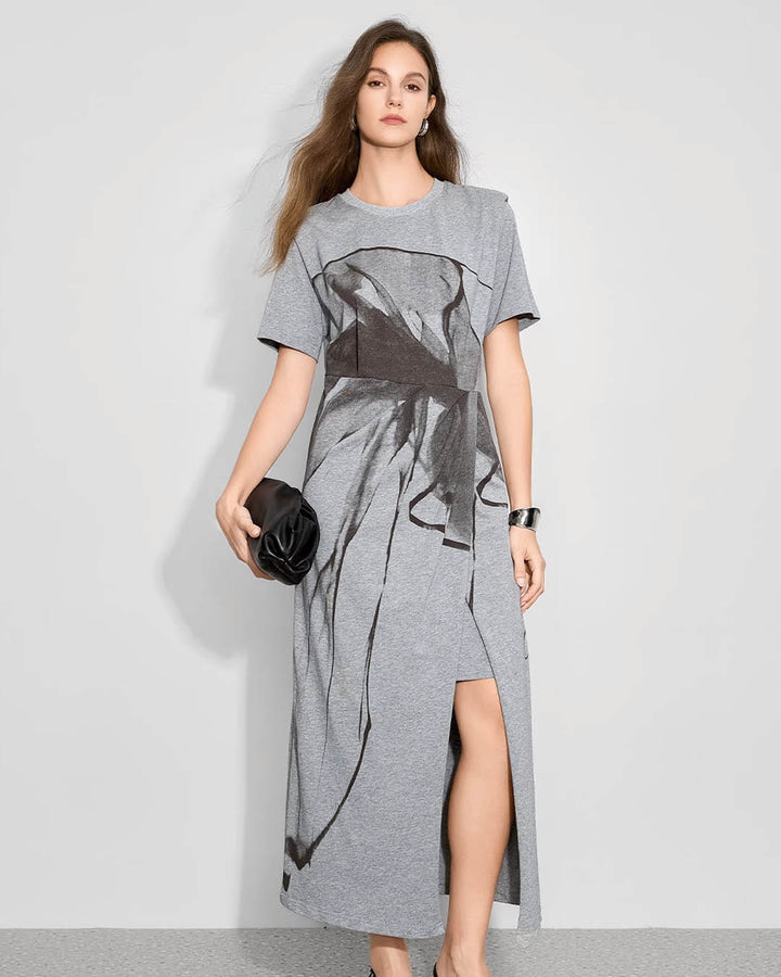 Graphic Slit Jersey Dress