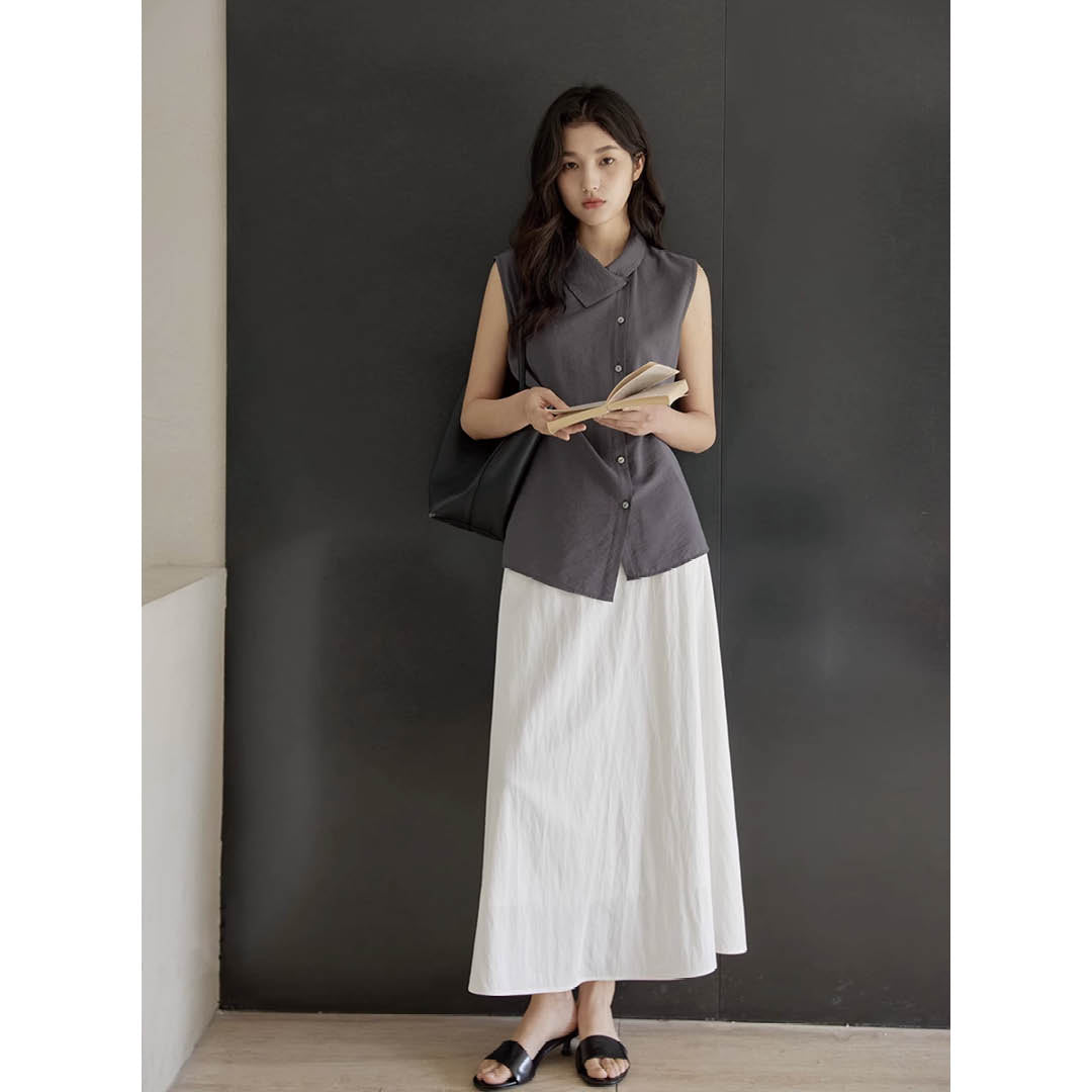 Asymmetric Collar Relaxed Shirt