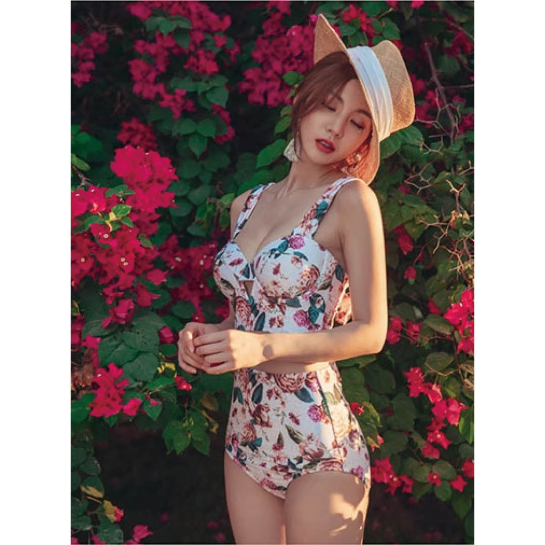 Vintage Floral High-Waist Bikini Set