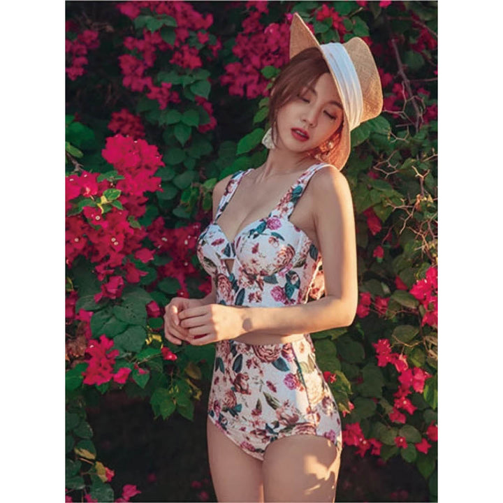 Vintage Floral High-Waist Bikini Set