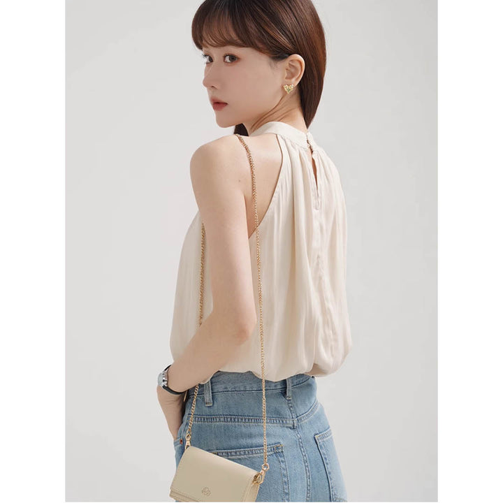 Airy Drape Neck Sleeveless Top