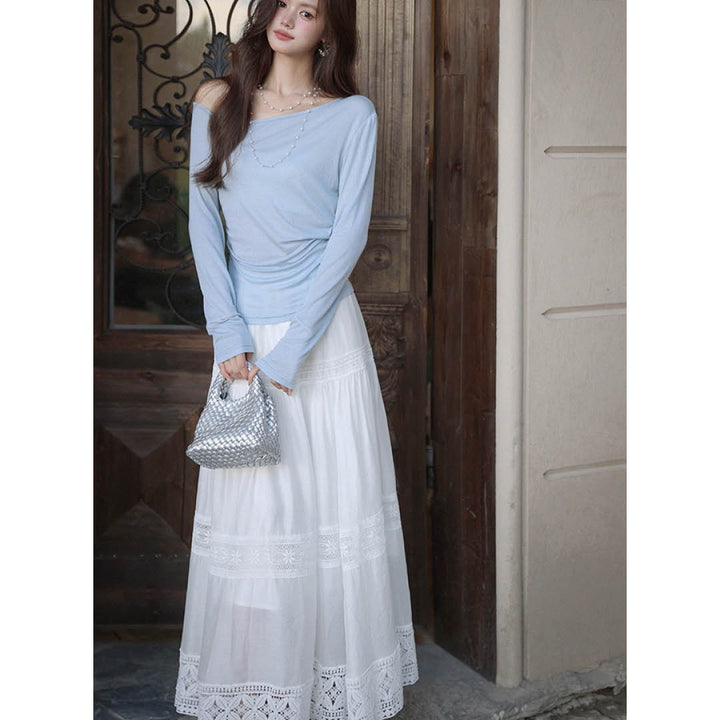 Lace Tiered Maxi Skirt