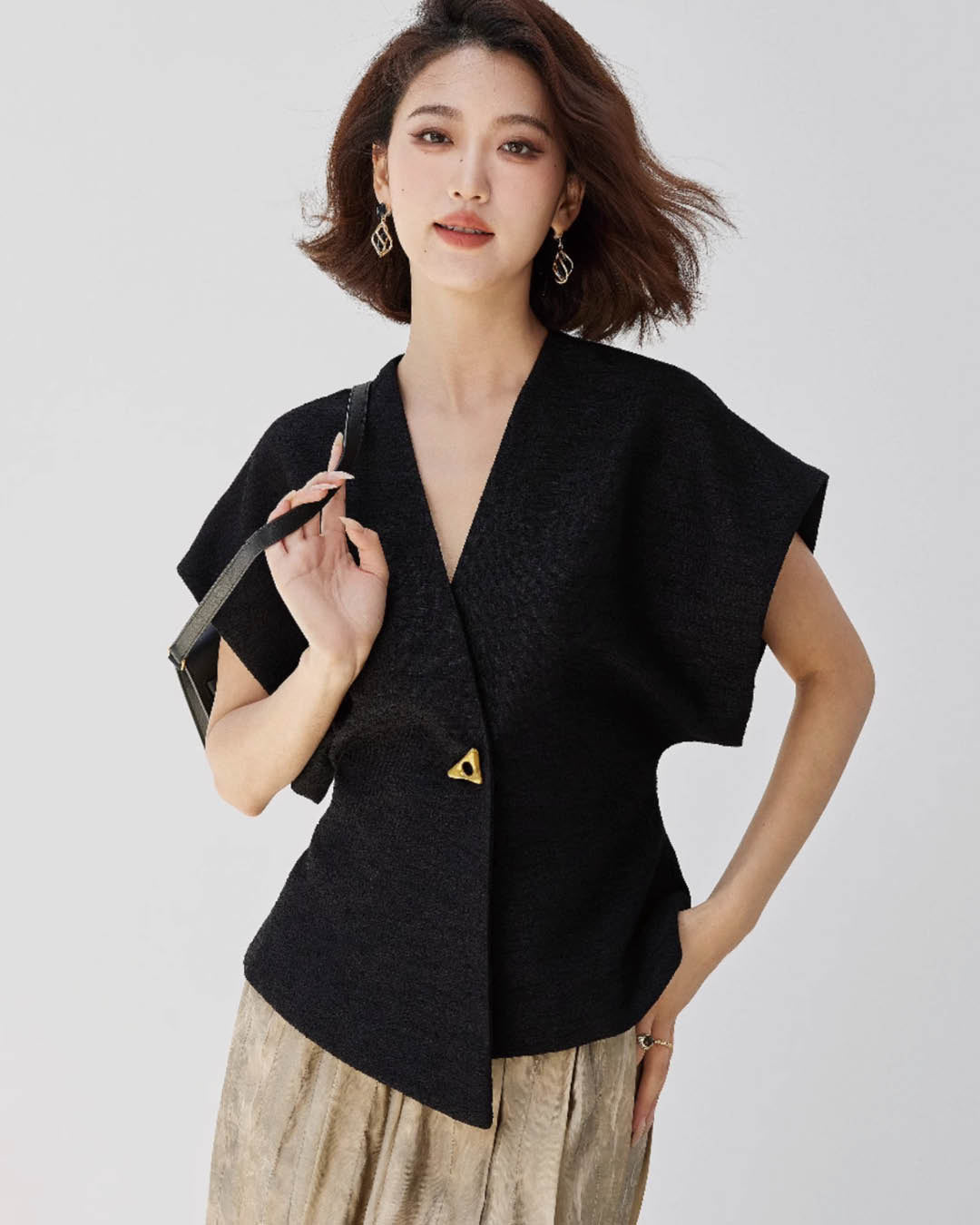 Sleek Structured Wrap Front Vest