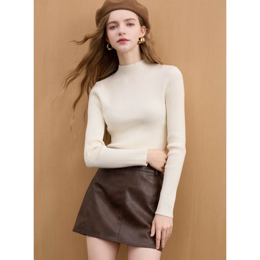 Slim Fit High Neck Ribbed Top