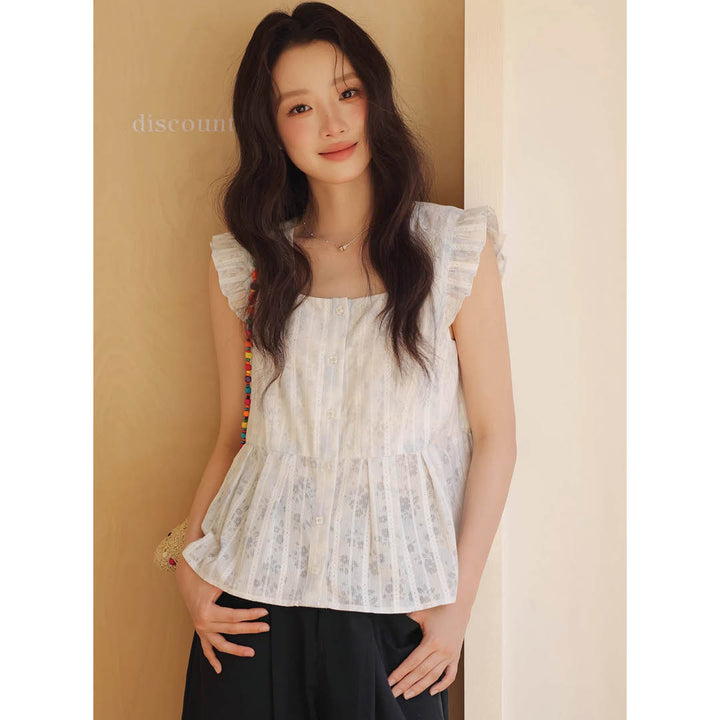 Frill Sleeve Cotton Blouse