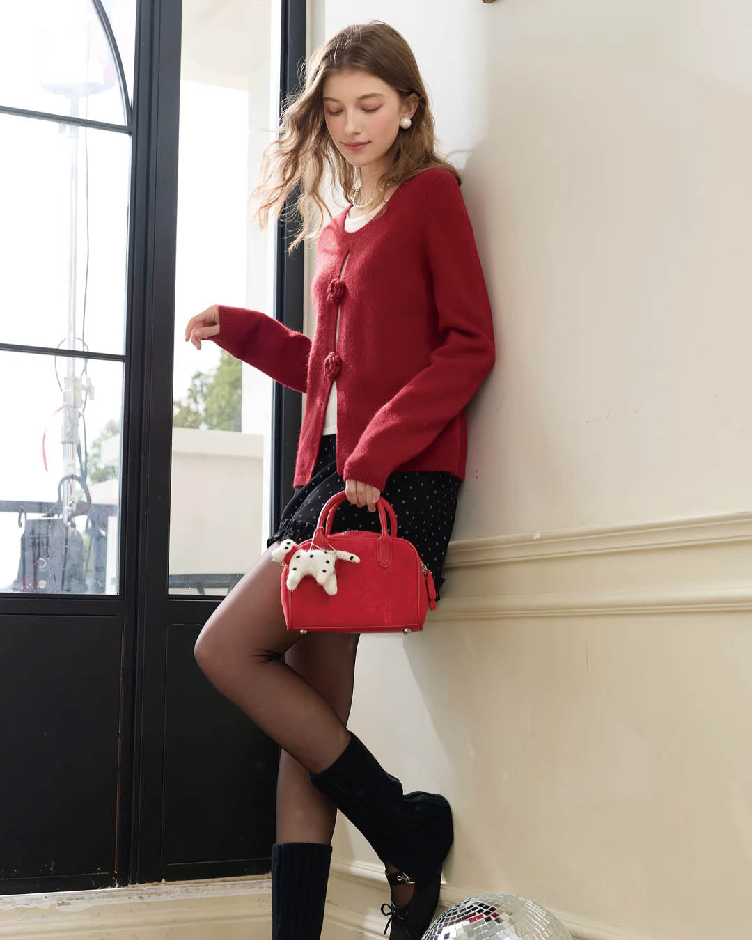 Rosette Accent Knit Cardigan