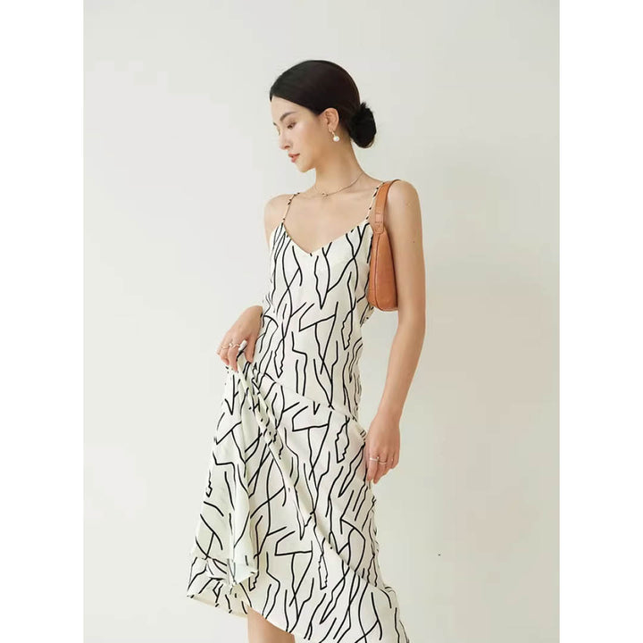 Abstract Line Slip Dress